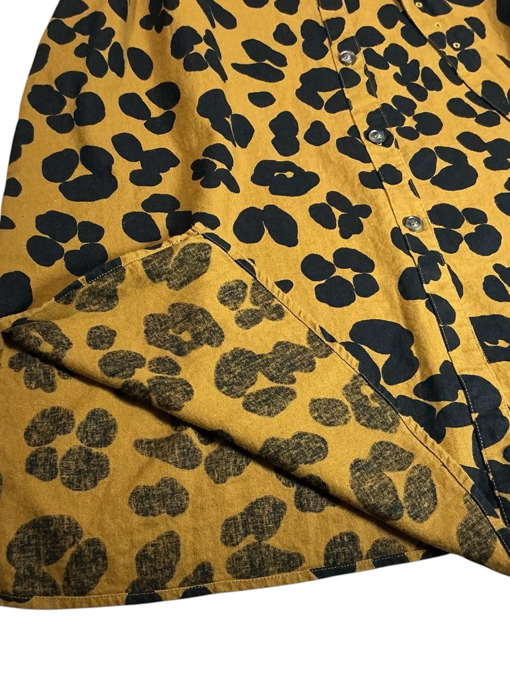 Who What Wear Linen Blend Midi Shirtdress XXL Mustard Tan Leopard Print Belted - Picture 5 of 13